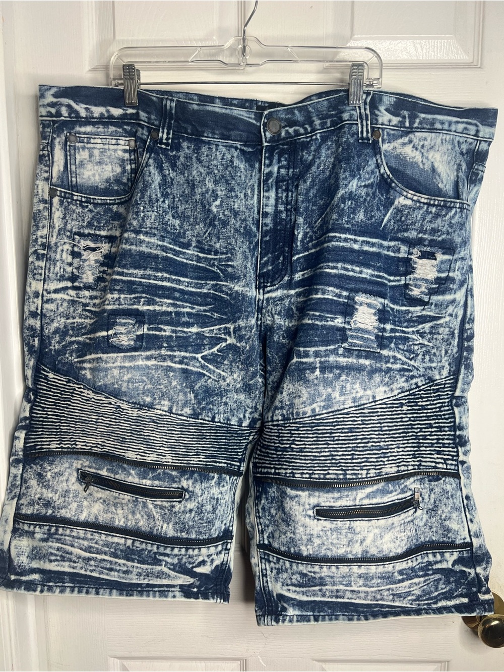 road narrows jean Shorts Men’s Size 46 Pockets Distressed Washed Hiphop Baggy